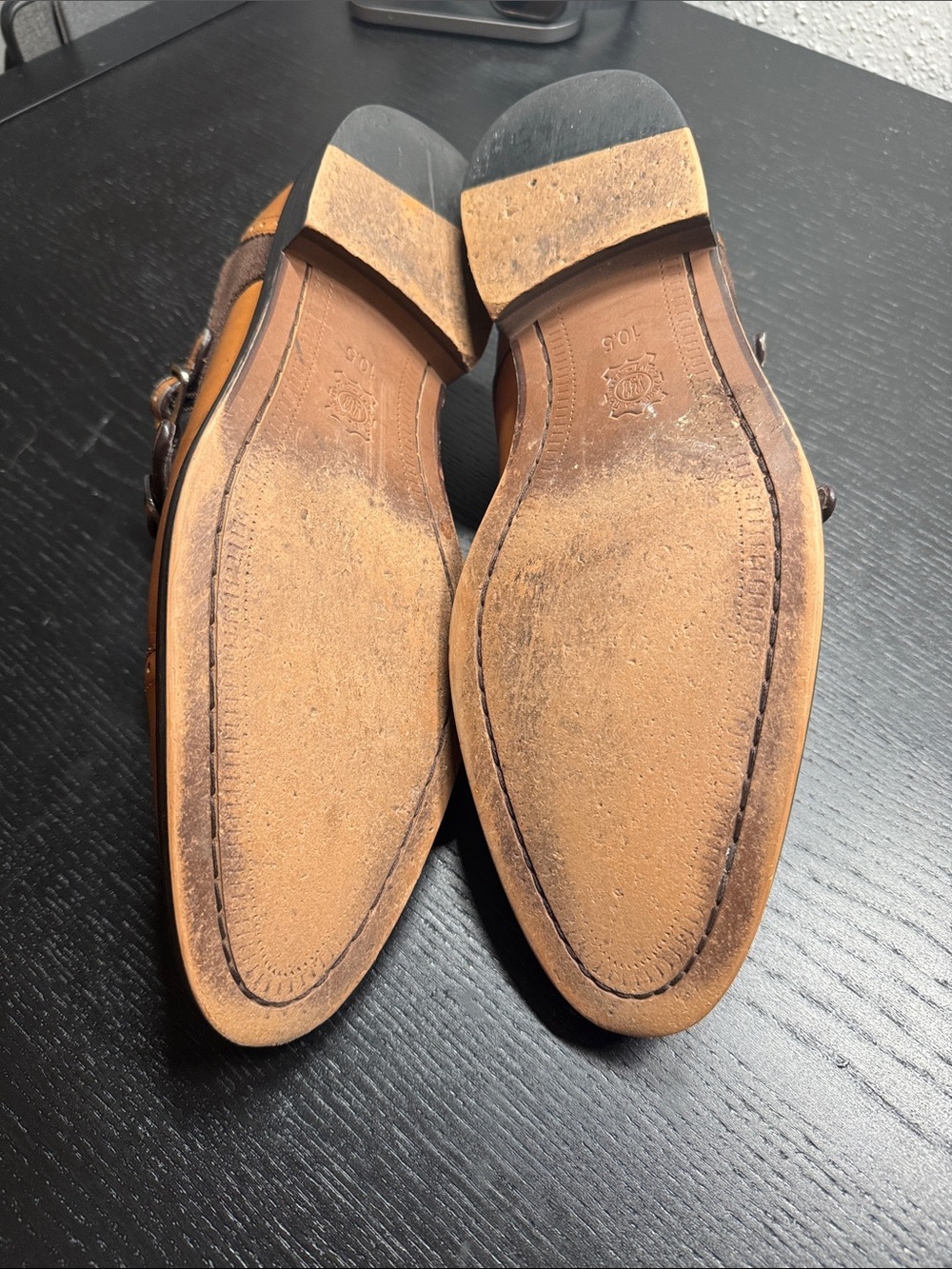 Men's Double Monk Strap Dress Shoes in Cognac Leather - Picture 5 of 5
